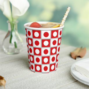 Gobelets En Papier Moderne Abstrait Rouge & Blanc