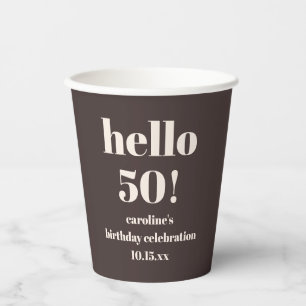 Gobelets En Papier Moderne Anniversaire 50 Ans Personnalisé Brun Terr
