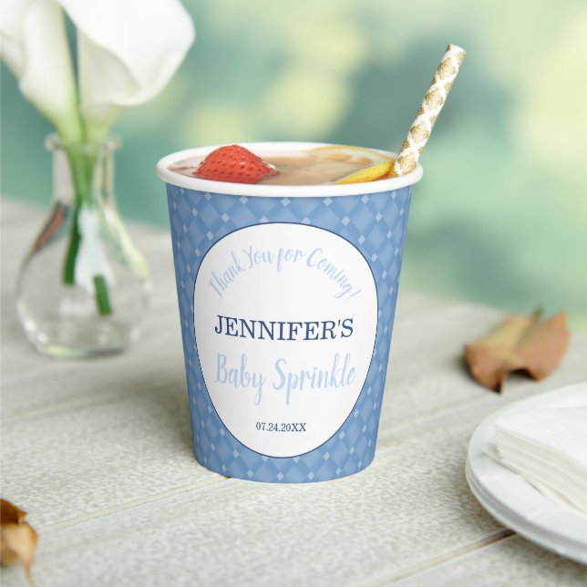 Gobelets En Papier Moderne Blue Baby Boy Sprinkle Party (Insitu)