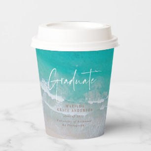 Gobelets En Papier Moderne graduation photo plage de l'océan script m