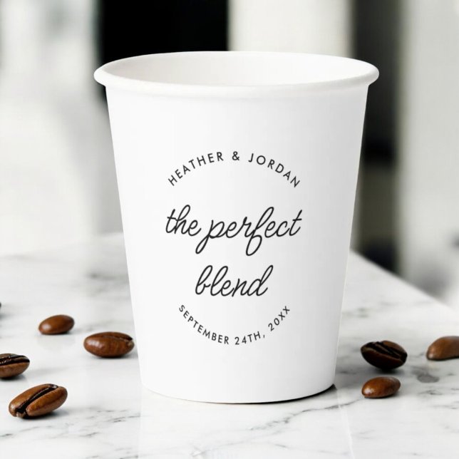 Gobelets En Papier Moderne Le Mélange Parfait Café Mariage ou Thé (Créateur téléchargé)