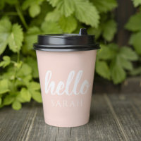 Moderne Minimal Pastel Rose Bonjour Et Vous Nom