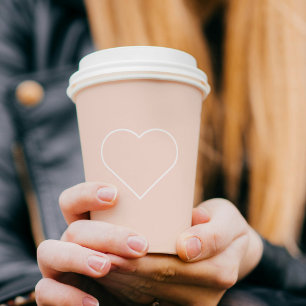 Gobelets En Papier Moderne Pastel Rose & Coeur Beau Cadeau