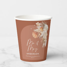 Gobelets En Papier moderne terre cuite bohème pampas herbe mariage