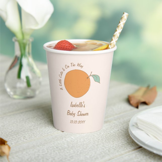 Gobelets En Papier Moderne Un Baby shower Orange Un Peu Cutie (Insitu)