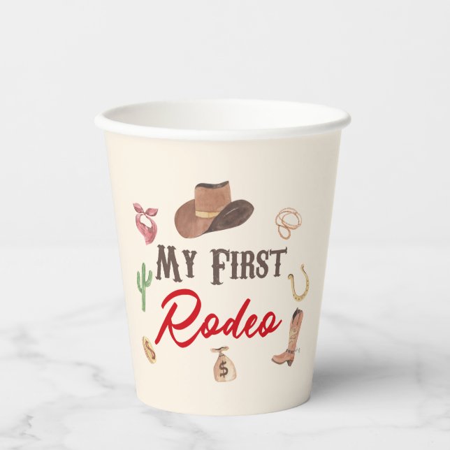 Gobelets En Papier Mon premier Rodeo Cowboy 1er premier anniversaire (Recto)