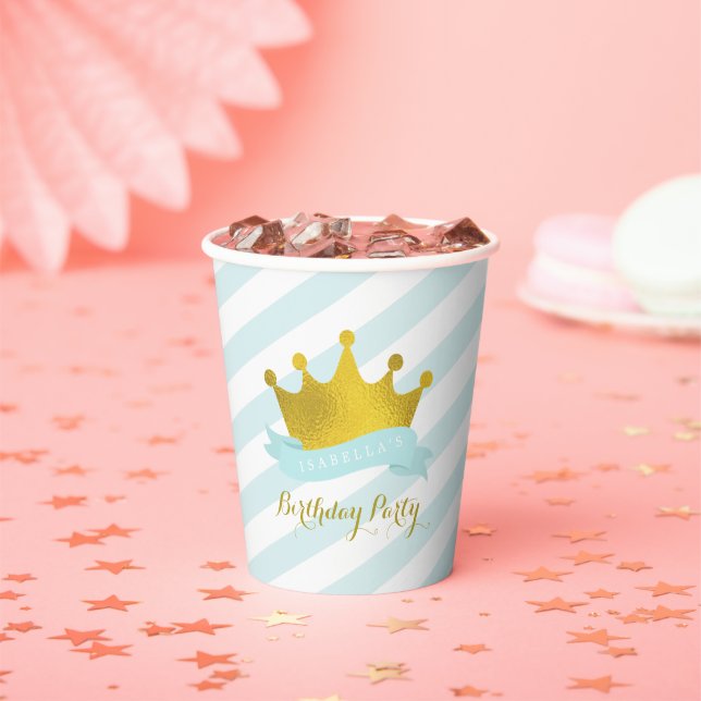 Gobelets En Papier Monnaie et Gold Princess Anniversaire Party Paper  (Insitu)