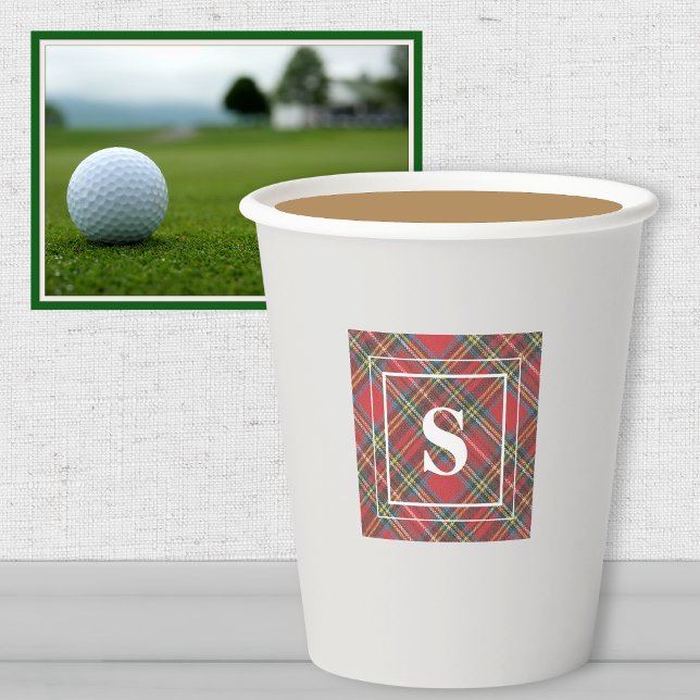 Gobelets En Papier Monogram, Stewart Tartan Motif Cups papier 8 oz (Créateur téléchargé)