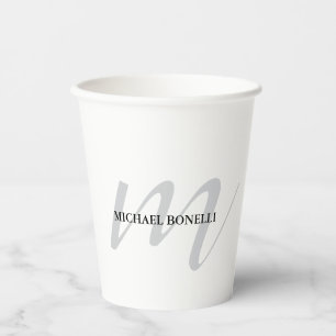 Gobelets En Papier Monogramme de calligraphie classique professionnel
