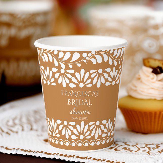 Gobelets En Papier monogramme de douche nuptiale en terre cuite de ta (Mexican talavera terracotta bridal shower monogrammed paper cups personalized party cups)