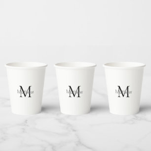 Gobelets En Papier monogramme de lettre initiale simple ajoutez votre