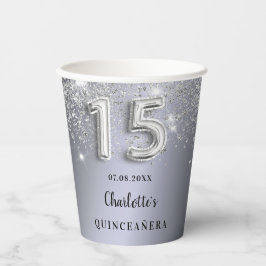 Gobelets En Papier Monogramme de poussière de parties scintillant arg