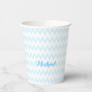 Gobelets En Papier Monogramme élégant Motif bleu personnalisé moderne