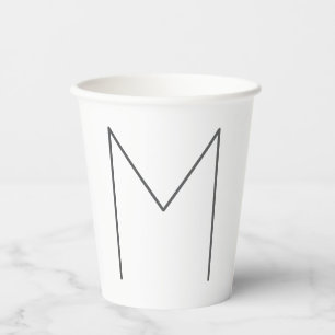 Gobelets En Papier Monogramme Moderne Simple Minimaliste Uni