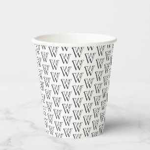 Gobelets En Papier Monogramme noir et blanc personnalisé motif initia
