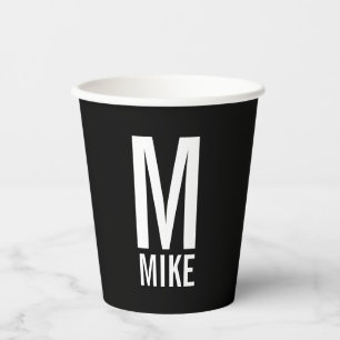 Gobelets En Papier Monogramme personnalisé moderne et tasses de papie