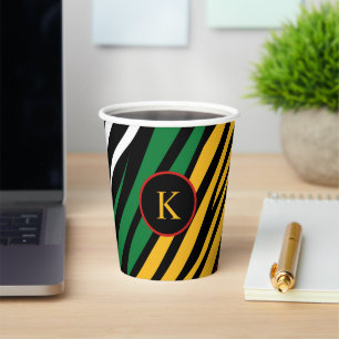 Gobelets En Papier Monogramme rouge vert jaune noir Mois de l'histoir