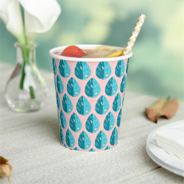 Gobelets En Papier Monstera Leaves - Blue and Pink