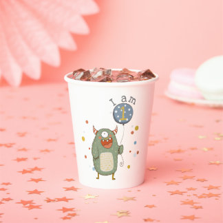 Gobelets En Papier Monstre mignon sur mesure avec Balloon Anniversair