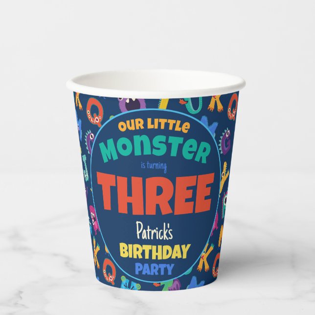 Gobelets En Papier Monstres Alphabet Anniversaire Petit Monstre Ajout (Recto)