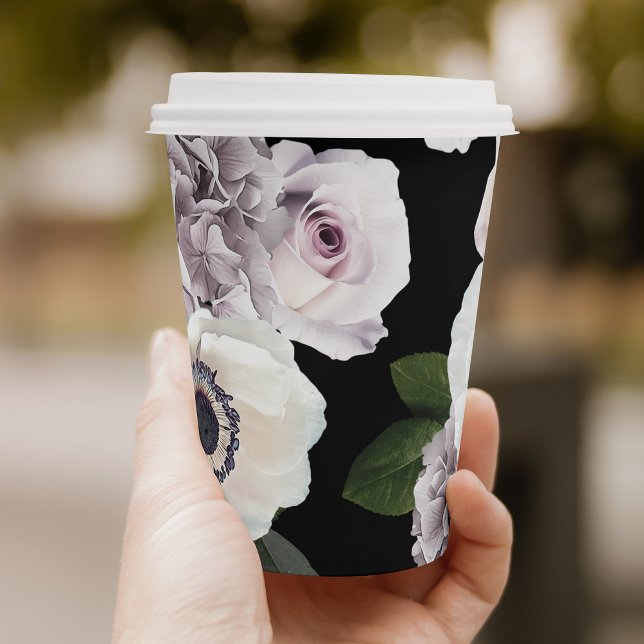 Gobelets En Papier Moody Anemone & Purple Floral Fête des mariées noi (Créateur téléchargé)
