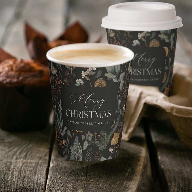 Gobelets En Papier Moody Winter Botanical Custom Christmas Holiday (Créateur téléchargé)