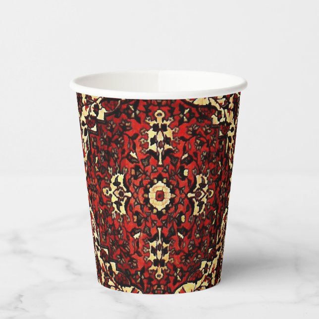 Gobelets En Papier Moquette persane look rouge foncé et crème (Gauche)