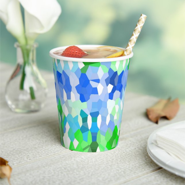 Gobelets En Papier Mosaïques bleue et verte (Insitu)