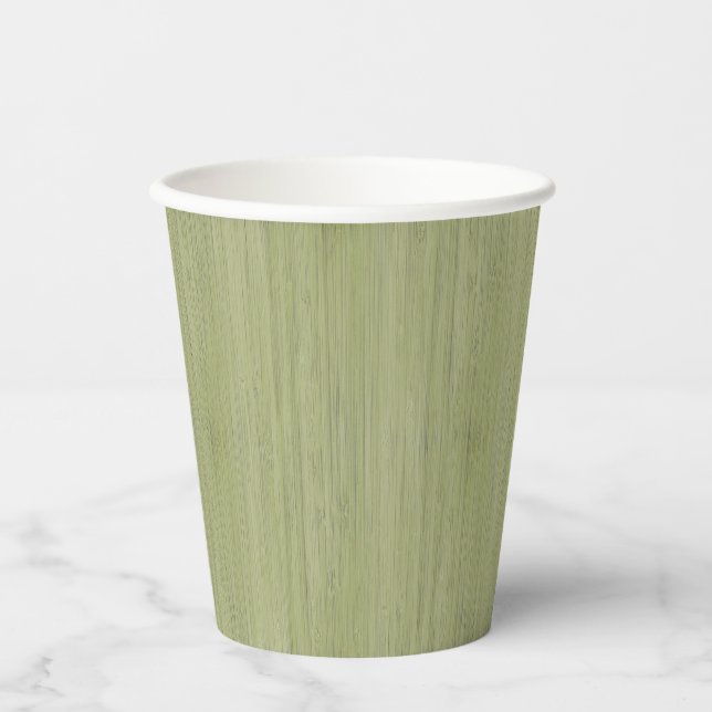 Gobelets En Papier Moss Green Bamboo Wood Grain Look (Recto)