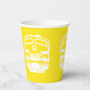 Gobelets En Papier Moteur de train moderne blanc sur Arrière - plan j