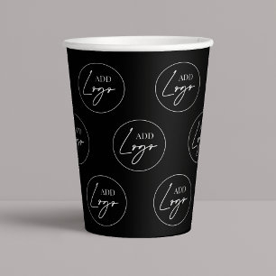 Gobelets En Papier Motif à répétition par étapes de logo d'entreprise
