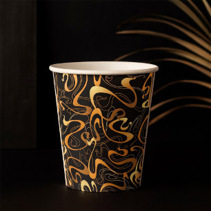 Gobelets En Papier Motif Abstrait doré
