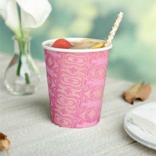 Gobelets En Papier motif abstrait rose