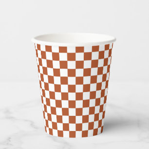 Gobelets En Papier Motif Brown blanc À damiers chèque