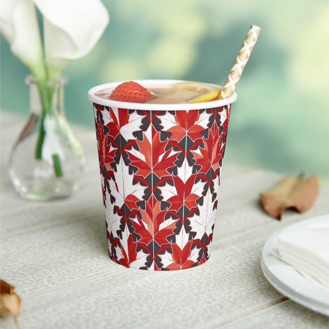 Gobelets En Papier Motif canadien créatif de feuille d'érable ID1072 (Insitu)