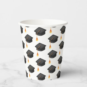 Gobelets En Papier Motif Casquette simple de la graduation noire