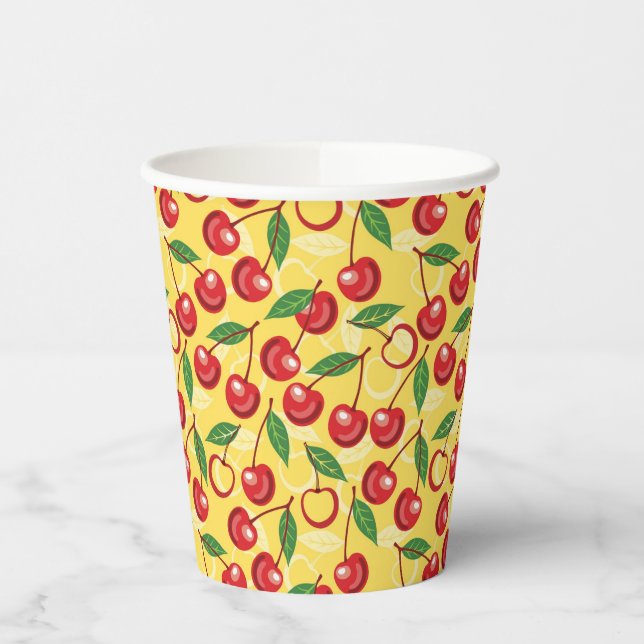 Gobelets En Papier Motif cerise (Gauche)