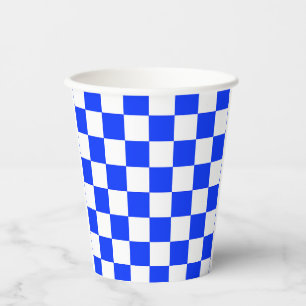 Gobelets En Papier Motif chèque À damiers blanc bleu