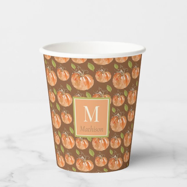 Gobelets En Papier Motif Citrouille Monogram Fall (Recto)