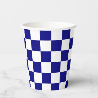 Gobelets En Papier Motif classique en damier bleu foncé et blanc