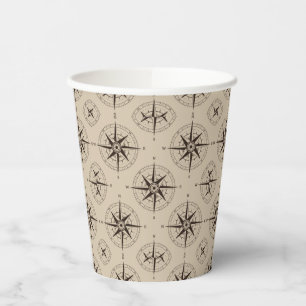 Gobelets En Papier Motif Compass de navigation