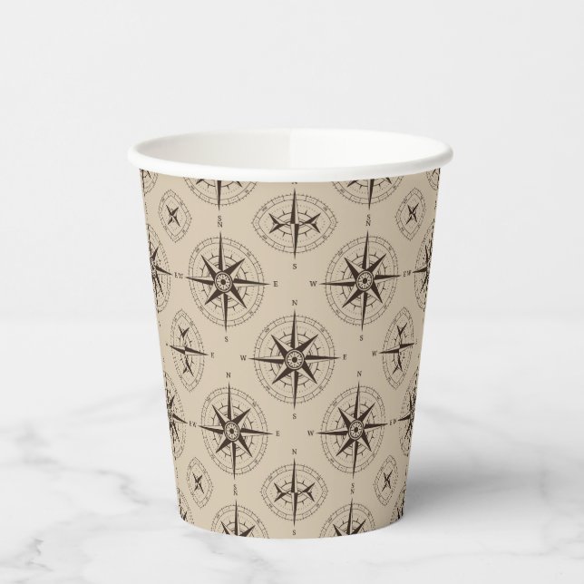 Gobelets En Papier Motif Compass de navigation (Gauche)