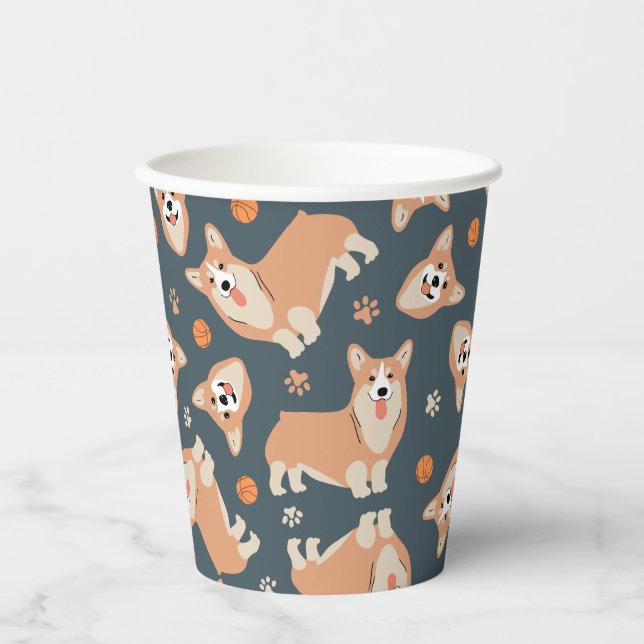 Gobelets En Papier Motif Cute Corgi (Recto)