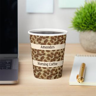 Gobelets En Papier Motif d'aquarelle de fèves de café Personnalisé