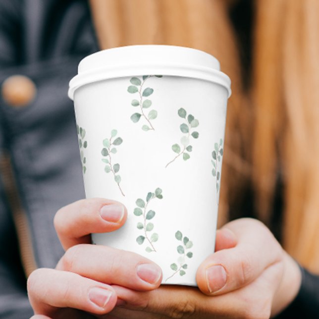 Gobelets En Papier Motif d'aquarelle Eucalyptus vert (Créateur téléchargé)