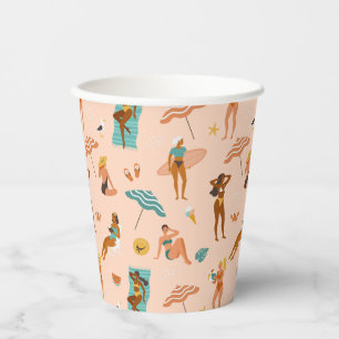 Gobelets En Papier Motif de bains de soleil de plage