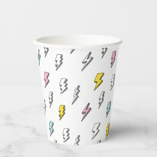 Gobelets En Papier Motif de boulon de foudre à doodle mignon