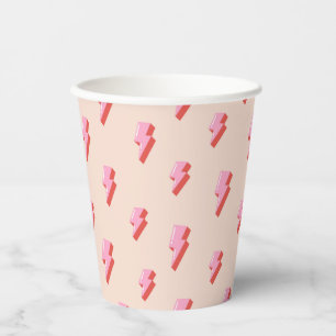 Gobelets En Papier Motif de boulon de foudre rose