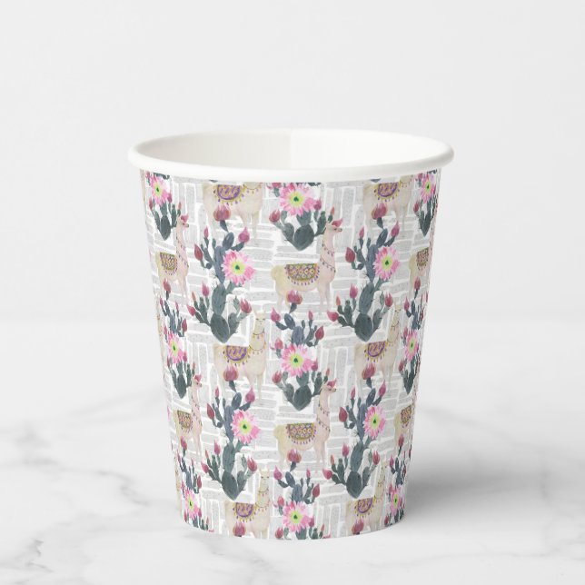 Gobelets En Papier Motif de cactus aquarelle (Gauche)