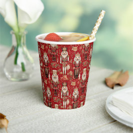 Gobelets En Papier Motif de casse-noisettes rouges Noël